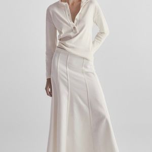 Midi A line denim skirt